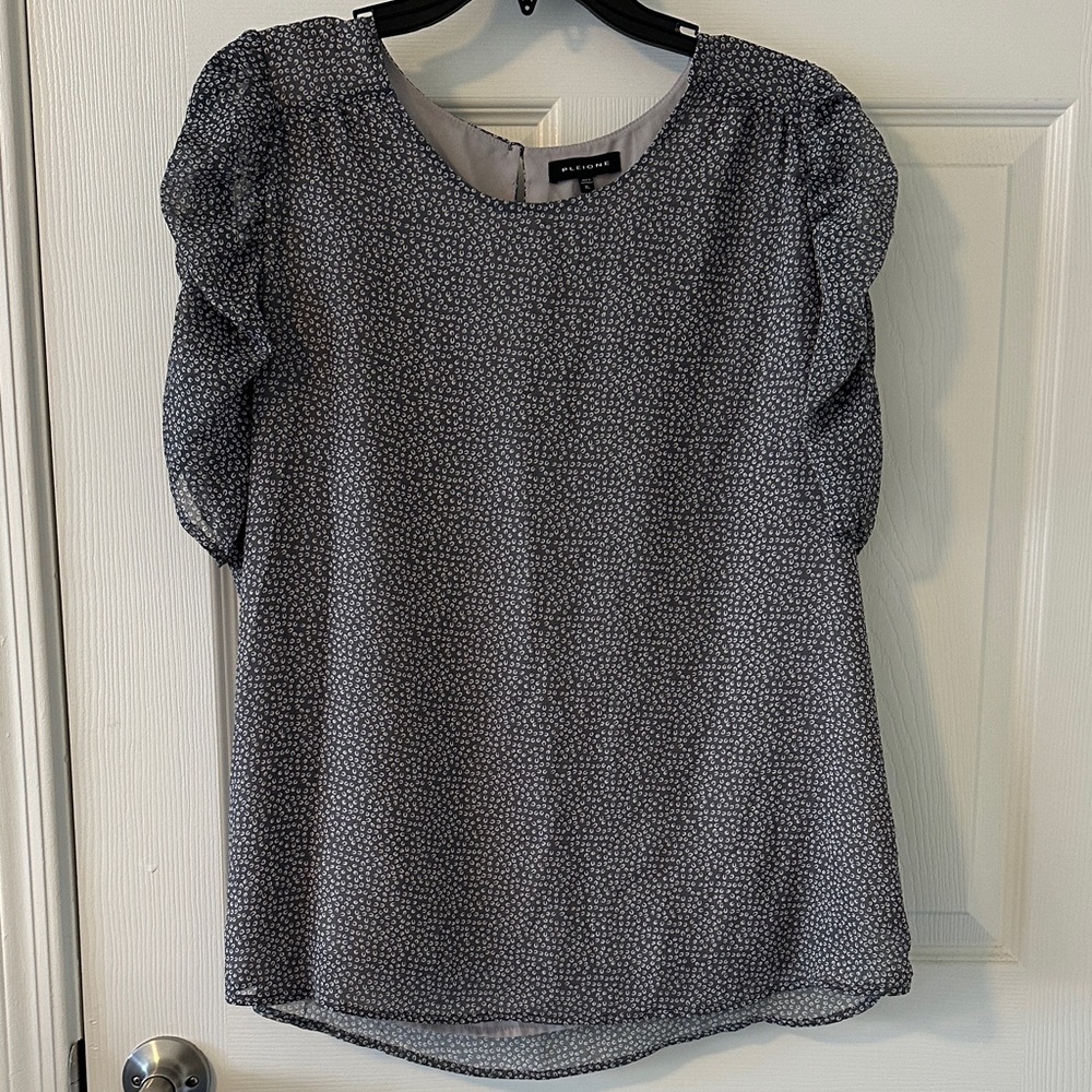 Pleione Black and White Patterned Blouse